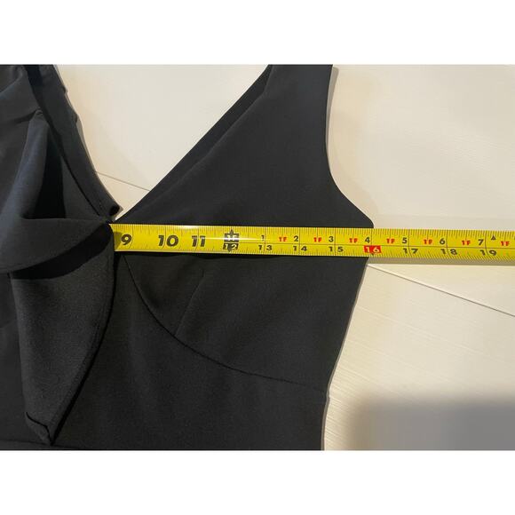 Lulus Little Black Dress Size Small Lined One Shoulder Ruffle V-Neck Flirty Mini - Picture 7 of 8